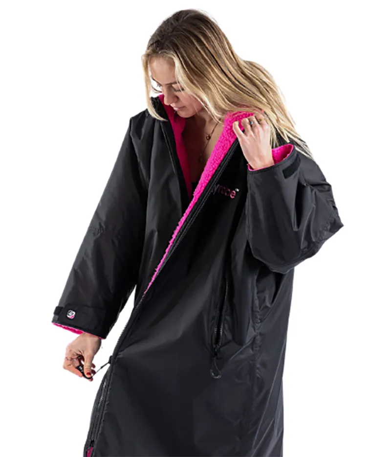 Dryrobe Adult Advance Long Sleeve Change Robe V3 Medium Black/Pink-5